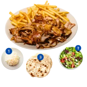 Drehspießteller mit Beilage nach Wahl [G,M,SO,SE,S,7,9,13,14]