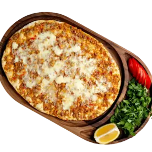 Lahmacun mit Drehspießfleisch und Käse [G,M,SO,7,9,13,14]