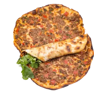 Lahmacun mit Drehspießfleisch [G,M,SO,7,9,13,14]